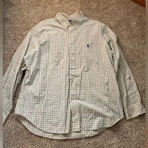 Ralph Lauren yellow and Blue Casual Button Down Shirt mens XL